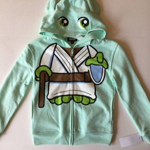 New Yoda Jacket Hoodie Girls 10 Star Wars Light Green Sweatshirt Character Ears